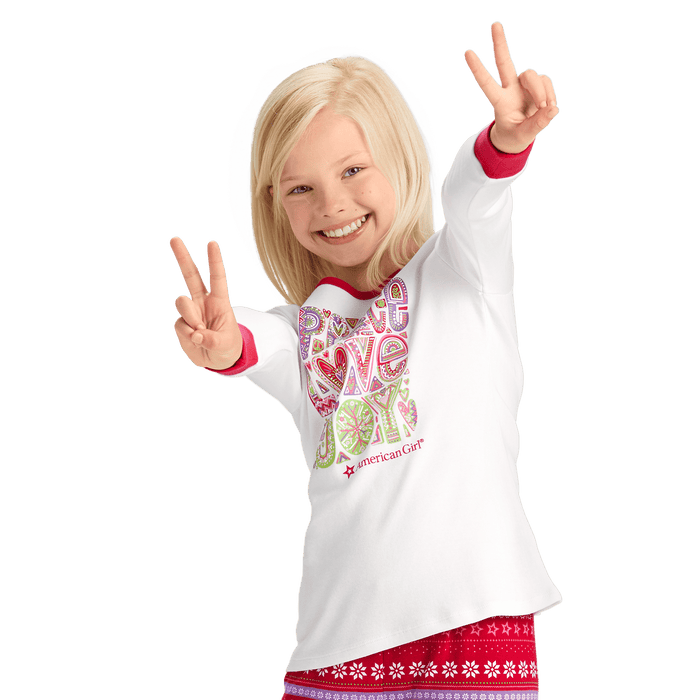 Peace, Love & Joy PJ Top for Girls H9