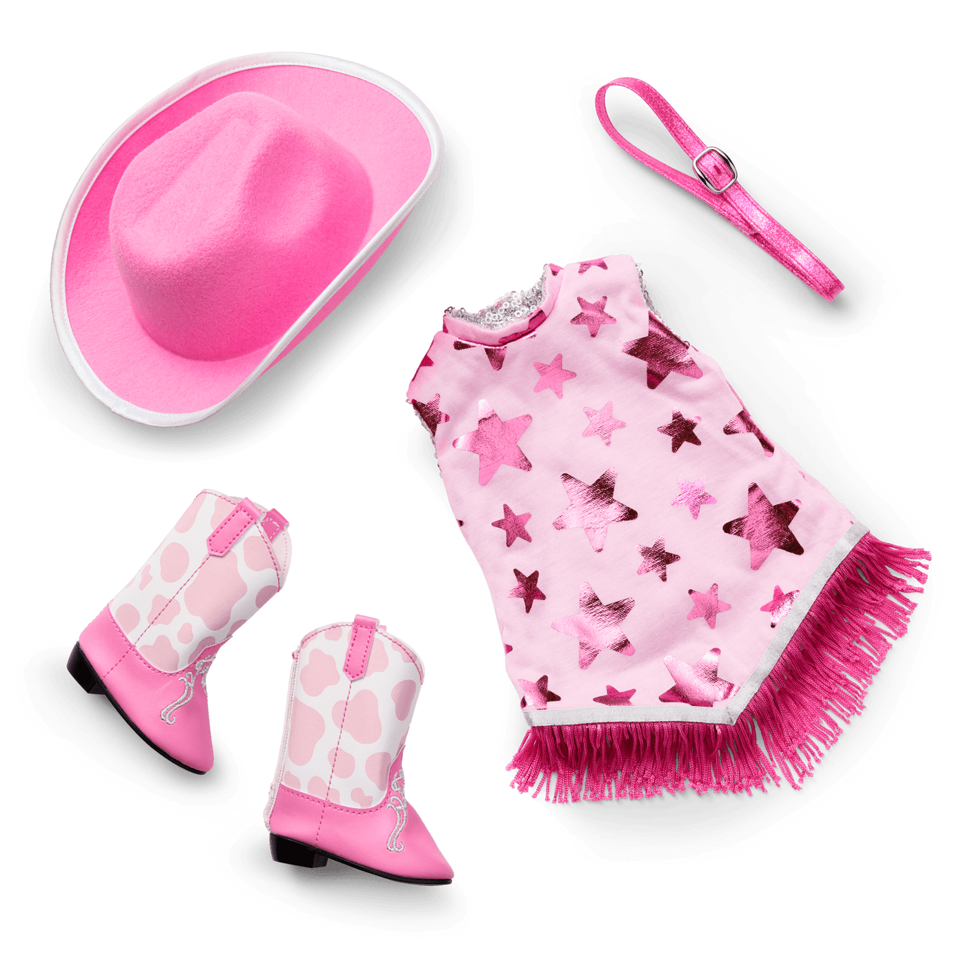 Glam Pink Cowgirl Outfit for 18-inch Dolls W3