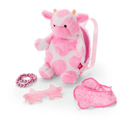 Pink Spotted Cow Backpack & Accessory Set for 18-inch Dolls H7