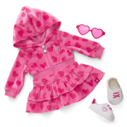Pink Hearts Hoodie Dress for 18-inch Dolls K3