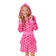 Pink Hearts Hoodie Dress for Girls H9