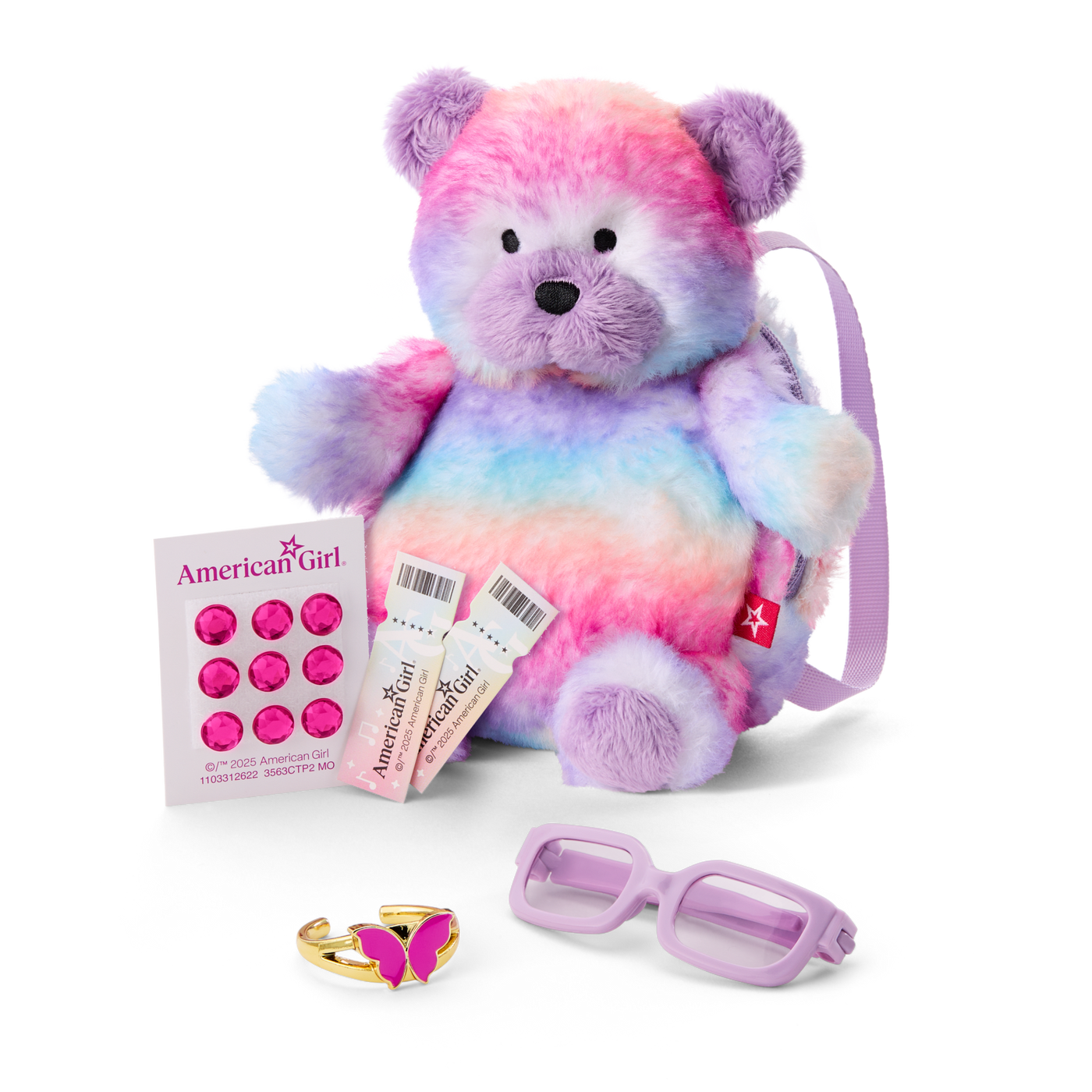 Colorful Teddy Bear Backpack & Accessory Set for 18-inch Dolls X6