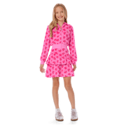 Pink Hearts Hoodie Dress for Girls H9