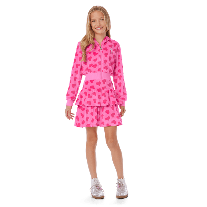 Pink Hearts Hoodie Dress for Girls H9