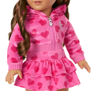 Pink Hearts Hoodie Dress for 18-inch Dolls K3
