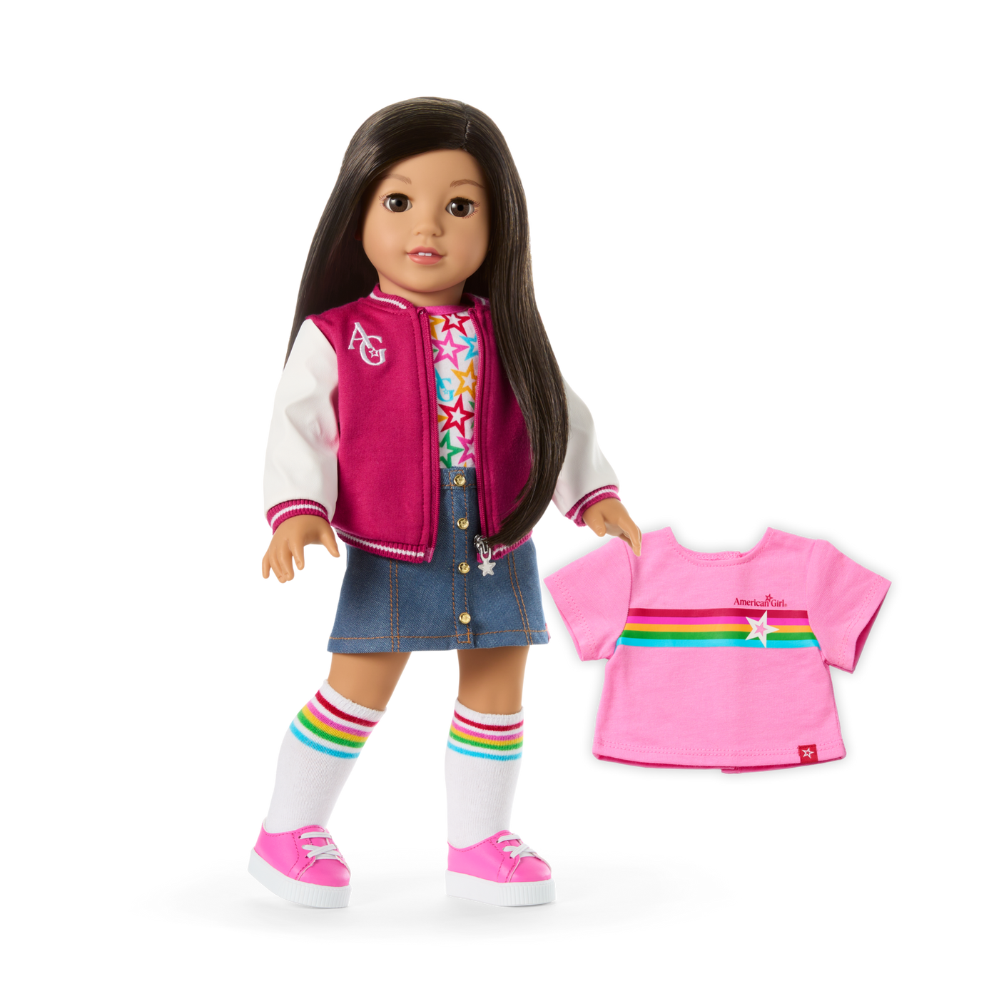 Truly Me™ 18-inch Doll #124 with straight black-brown hair L5