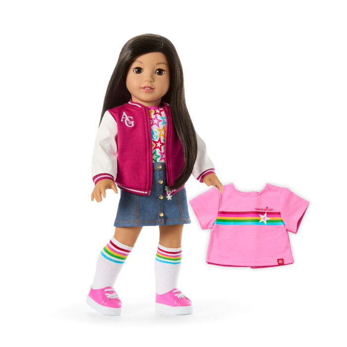 Truly Me™ 18-inch Doll #124 with straight black-brown hair L5