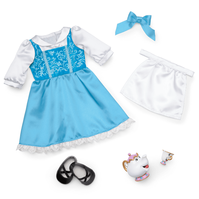 American Girl® Disney Princess Belle Blue Dress, Mrs. Potts, Chip & Accessories for 18-inch Dolls E6