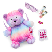 Colorful Teddy Bear Backpack & Accessory Set for 18-inch Dolls X6