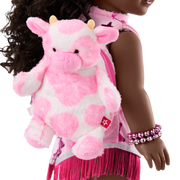Pink Spotted Cow Backpack & Accessory Set for 18-inch Dolls H7