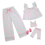 Raquel's™ Coastal Stripes Pajamas for 18-inch Dolls (Girl of the Year™ 2026) B3