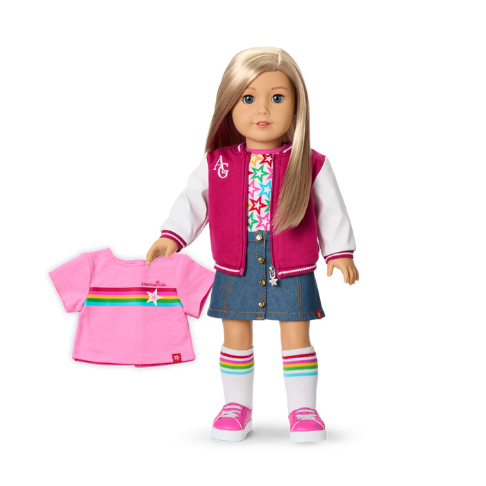 Truly Me™ 18-inch Doll #100 with straight layered blonde hair R7