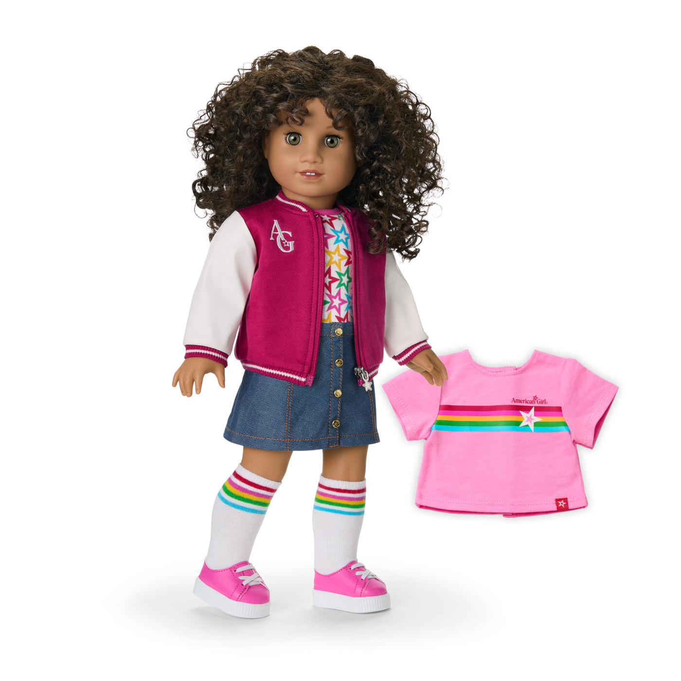 Truly Me™ 18-inch Doll #132 with curly dark-brown hair M1