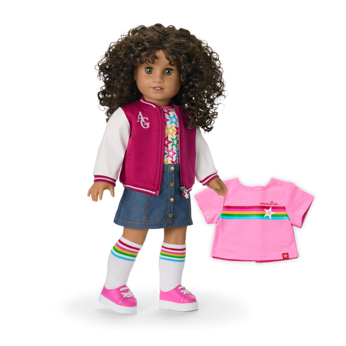 Truly Me™ 18-inch Doll #132 with curly dark-brown hair M1