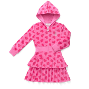 Pink Hearts Hoodie Dress for Girls H9