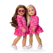 Pink Hearts Hoodie Dress for 18-inch Dolls C0