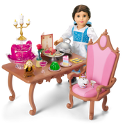 Disney Princess Belle Enchanted Castle Dining Set, Blue Dress & Friends Bundle for 18-inch Dolls D4