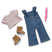 Western Flowers Denim Jumpsuit for 18-inch Dolls M4