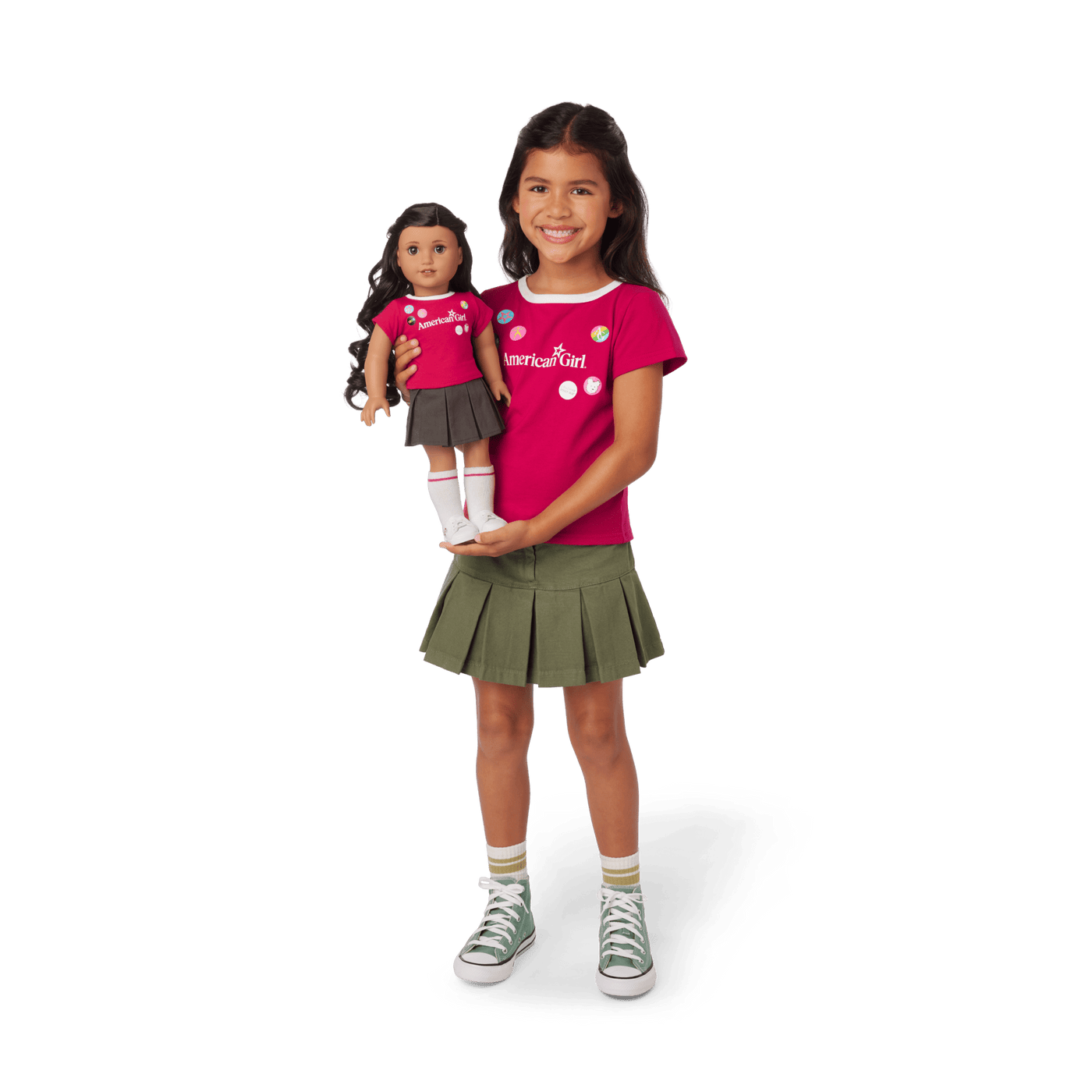 Matching AG™ Grin Pins Ringer Tee Set for Girls & 18-inch Dolls F8