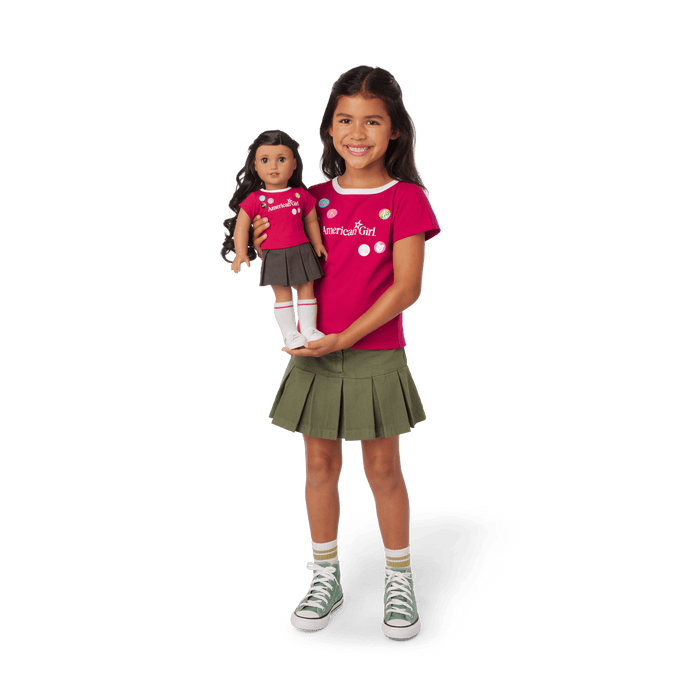 Matching AG™ Grin Pins Ringer Tee Set for Girls & 18-inch Dolls X3
