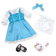 Disney Princess Belle Enchanted Castle Dining Set, Blue Dress & Friends Bundle for 18-inch Dolls D4
