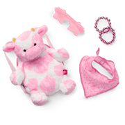 Pink Spotted Cow Backpack & Accessory Set for 18-inch Dolls H7