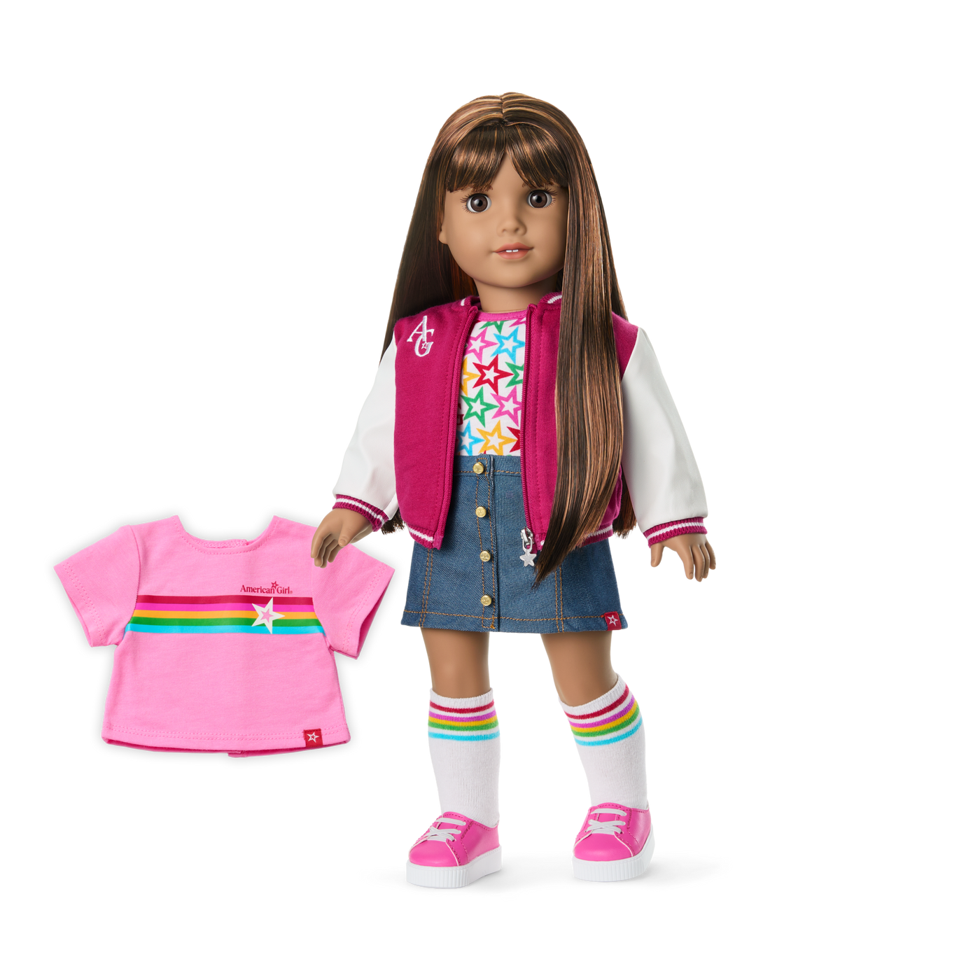Truly Me™ 18-inch Doll #122 with straight dark-brown hair K2
