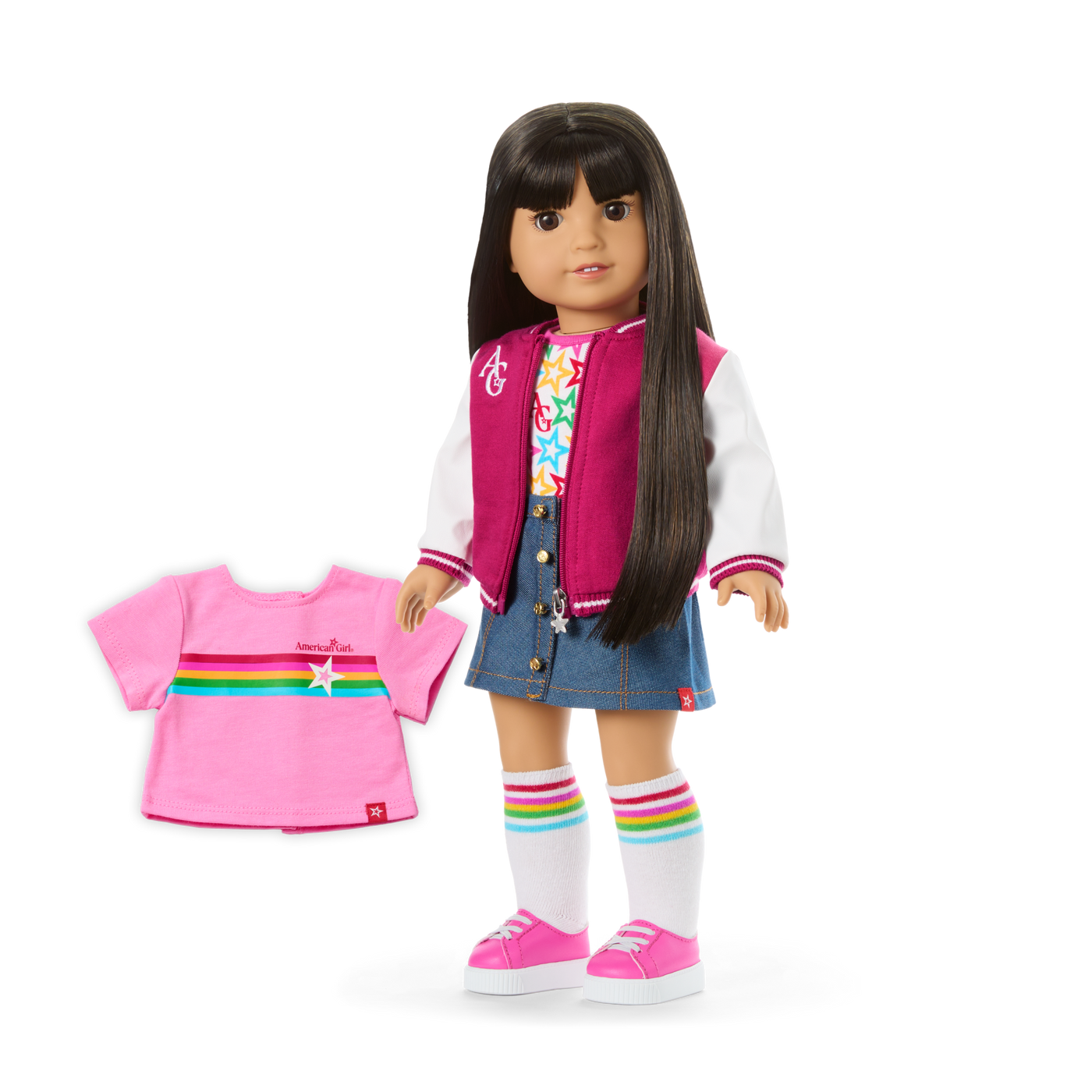Truly Me™ 18-inch Doll #130 with straight black-brown hair N3