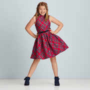 Pretty Plaid Christmas Dress for Girls G8