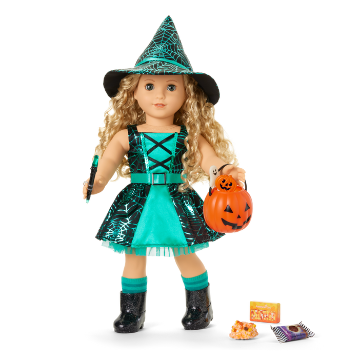 Witchy Webs Costume & Trick-or-Treat Set Bundle for 18-inch Dolls F8