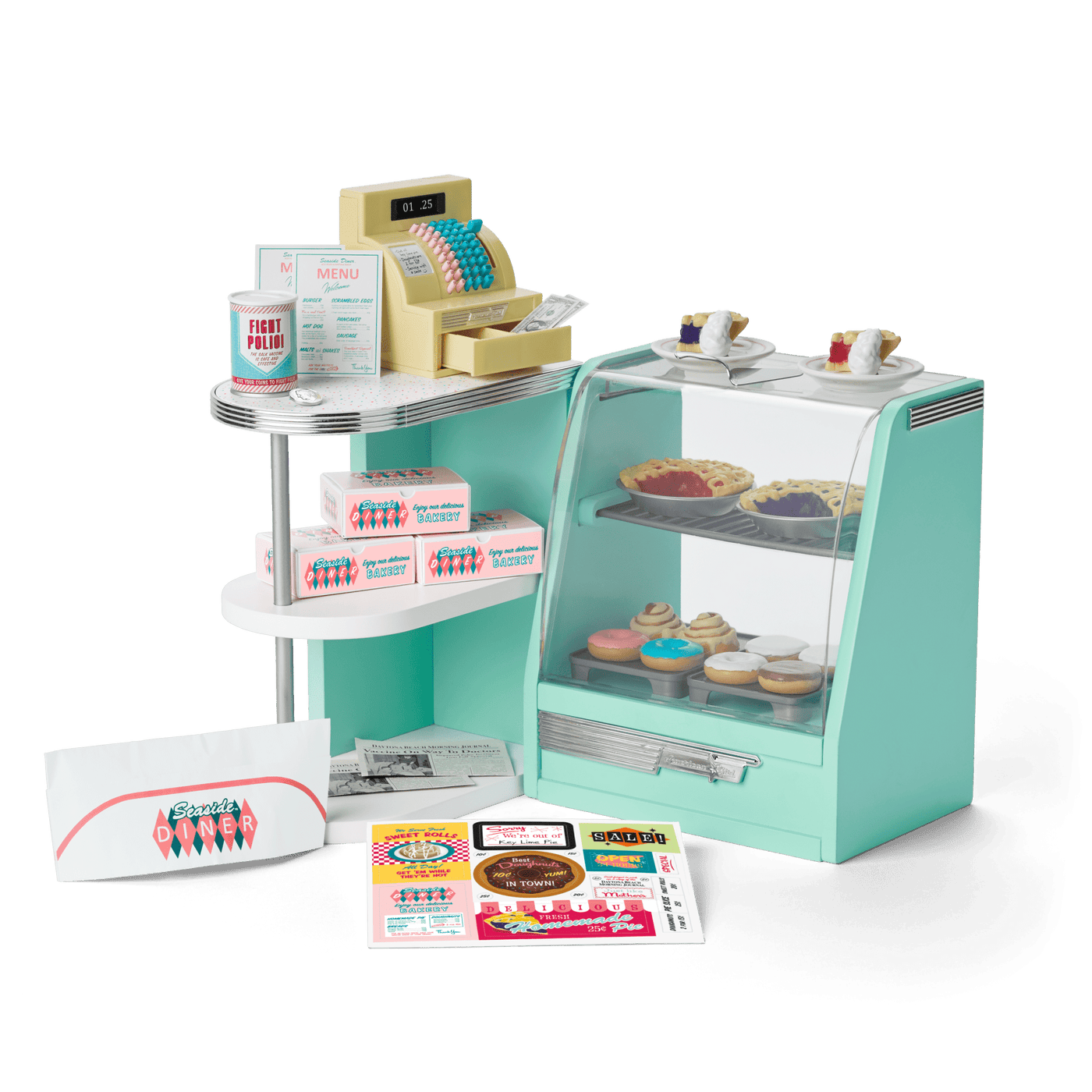 Maryellen’s™ Seaside Diner Bakery Case for 18-inch Dolls (Historical Characters) N5