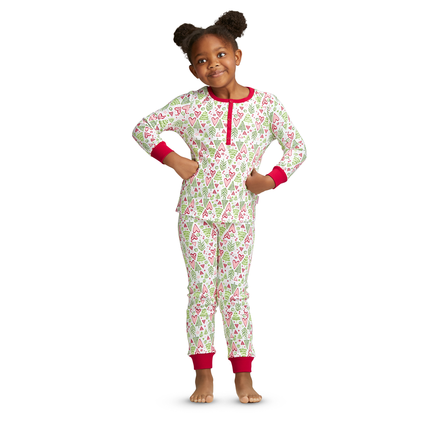 Hearts & Pines Holiday PJs for Little Girls L3