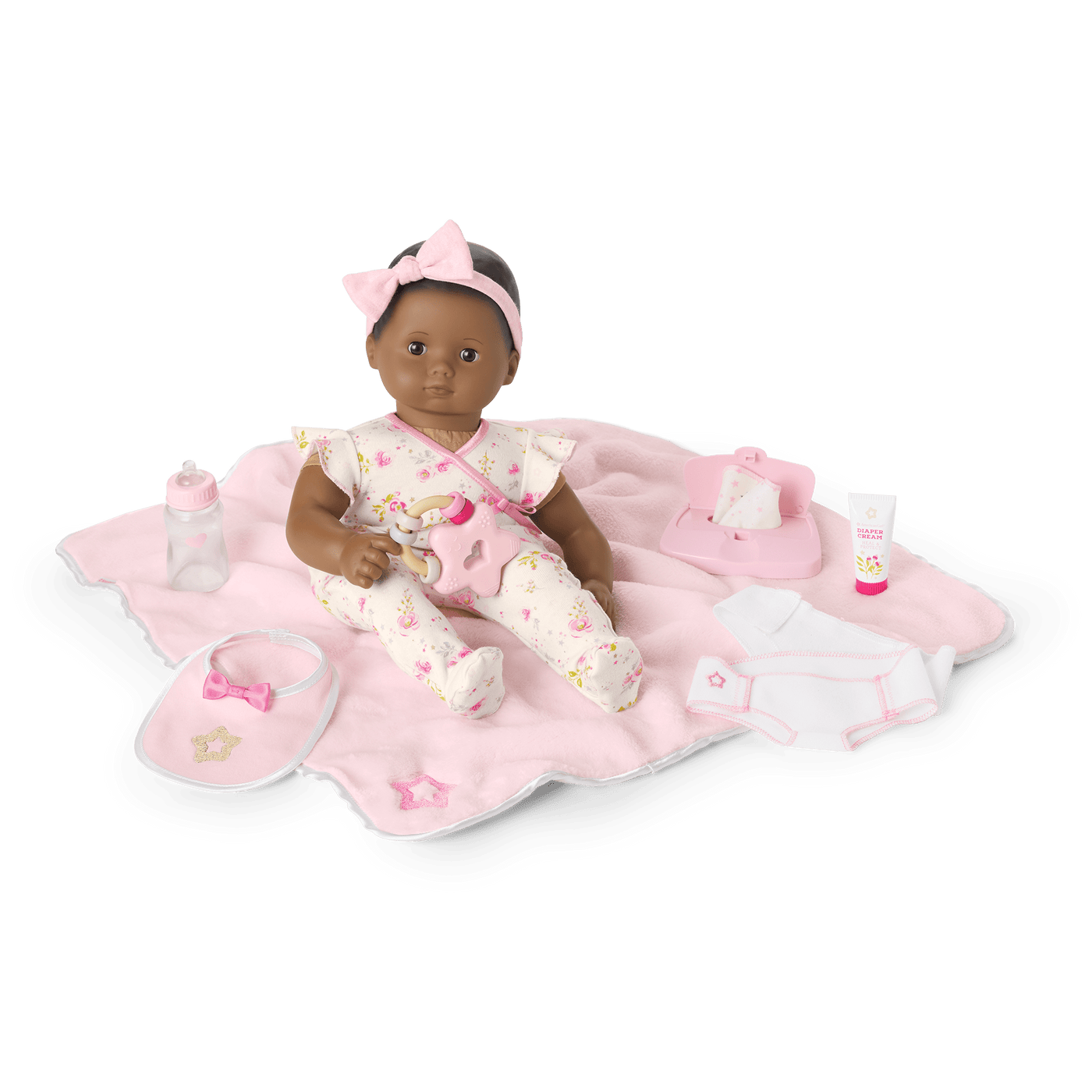 Bitty Baby® Doll #1 with black hair Care & Play Set B8