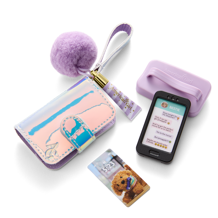 Purple Pom Phone & Accessories for 18-inch Dolls C8
