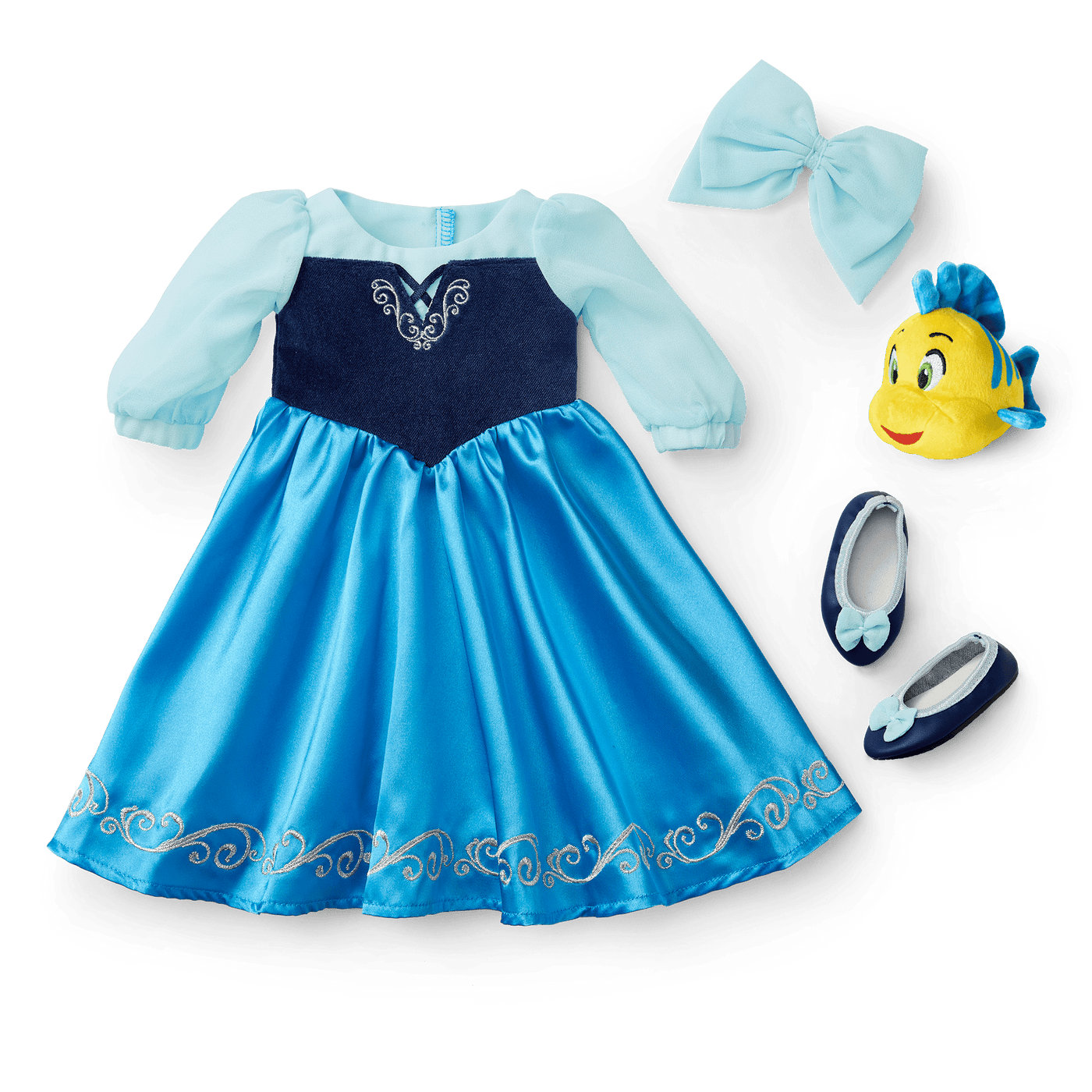 American Girl® Disney Princess Ariel Day Dress, Flounder & Accessories for 18-inch Dolls Q7