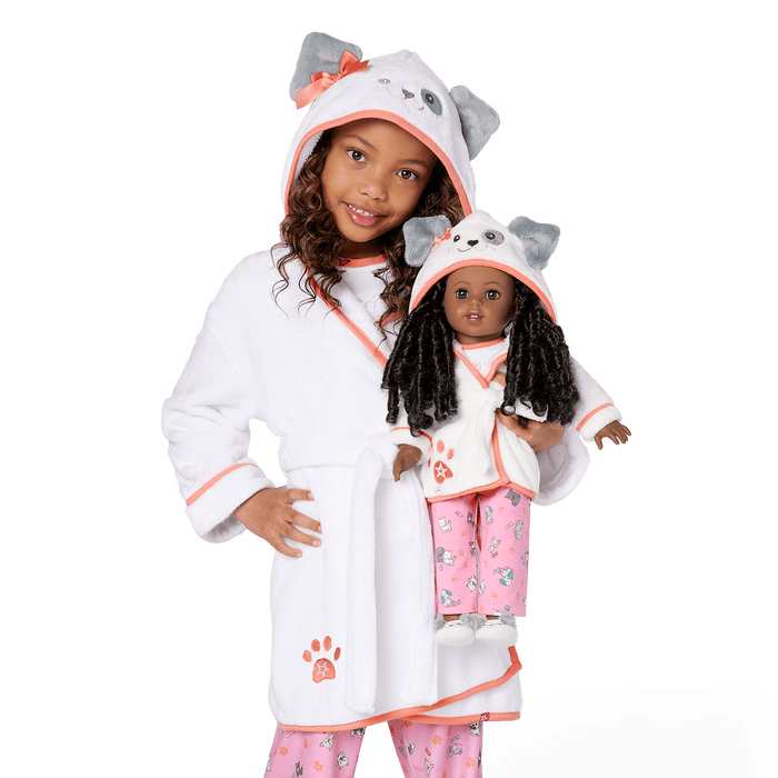 Comfy Puppy Robe Set for Girls & 18-inch Dolls Y3
