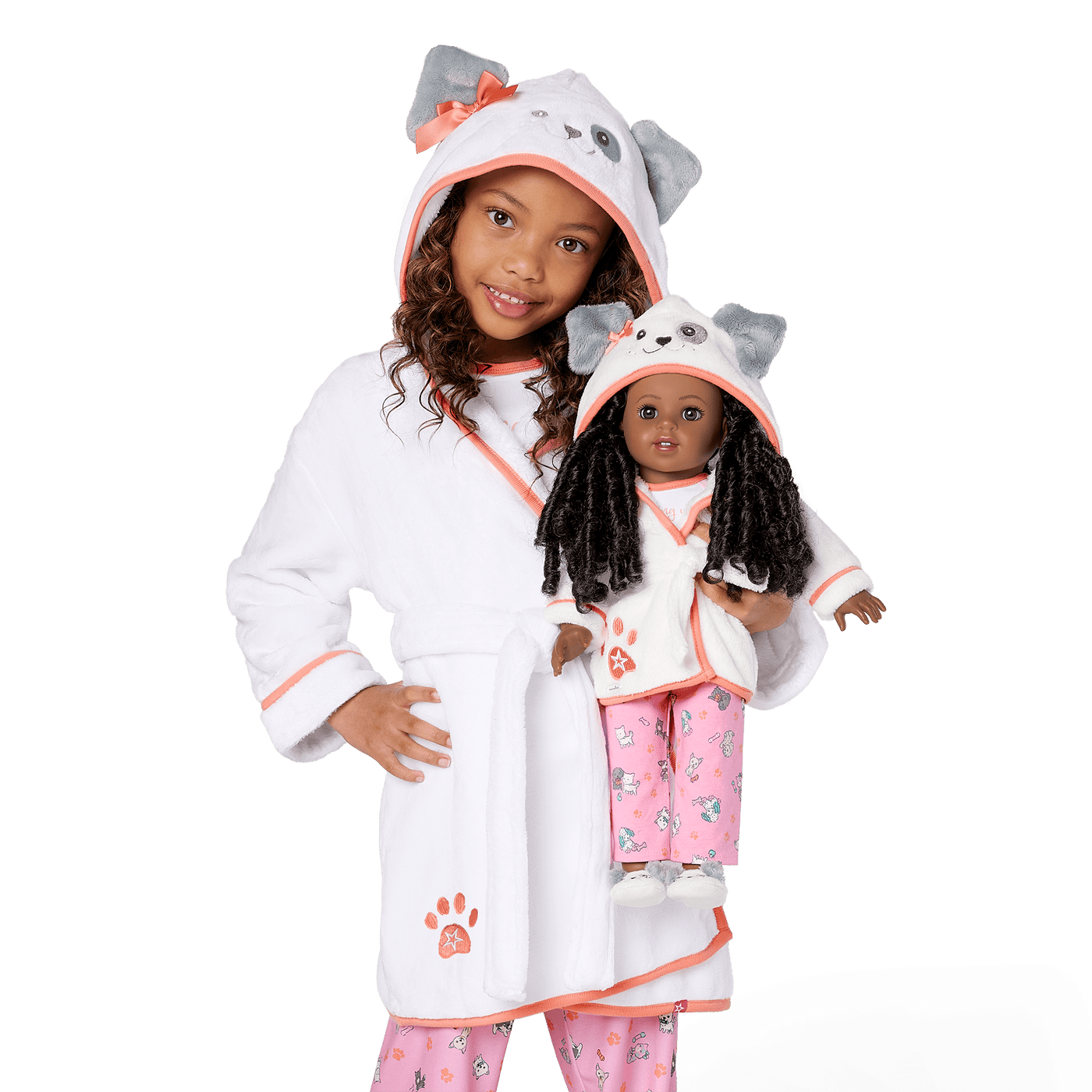 Comfy Puppy Robe Set for Girls & 18-inch Dolls U7