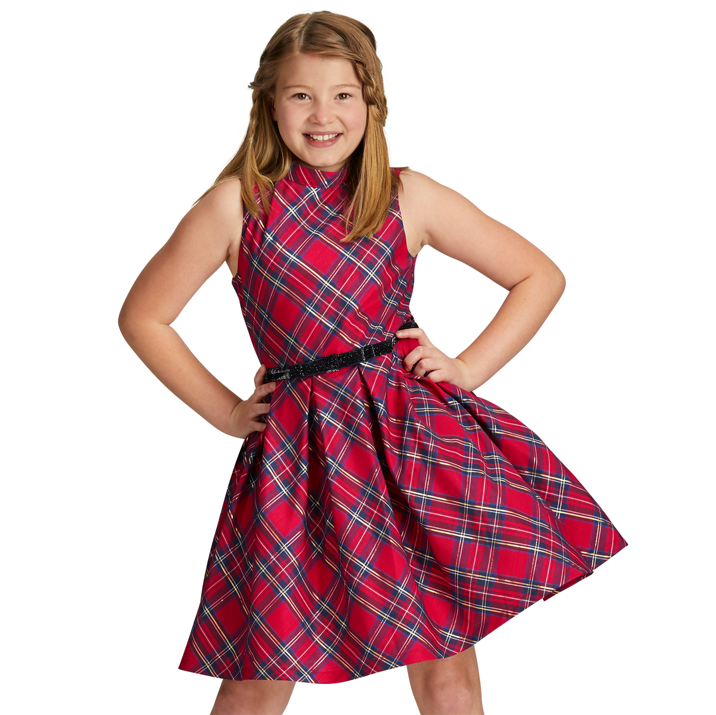 Pretty Plaid Christmas Dress for Girls G8