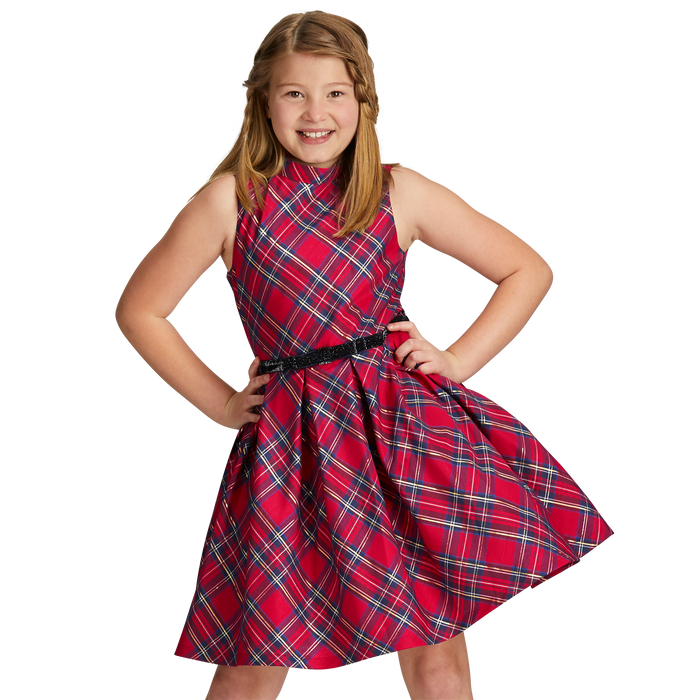 Pretty Plaid Christmas Dress for Girls G8