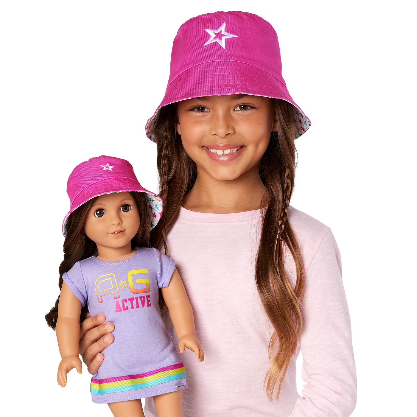 AG™ Star Bucket Hat Set for Girls & Dolls P0