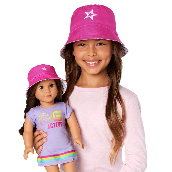 AG™ Star Bucket Hat Set for Girls & Dolls P0