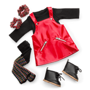 Nicki’s™ Red Vinyl Jumper Outfit for 18-inch Dolls (Historical Characters) W1